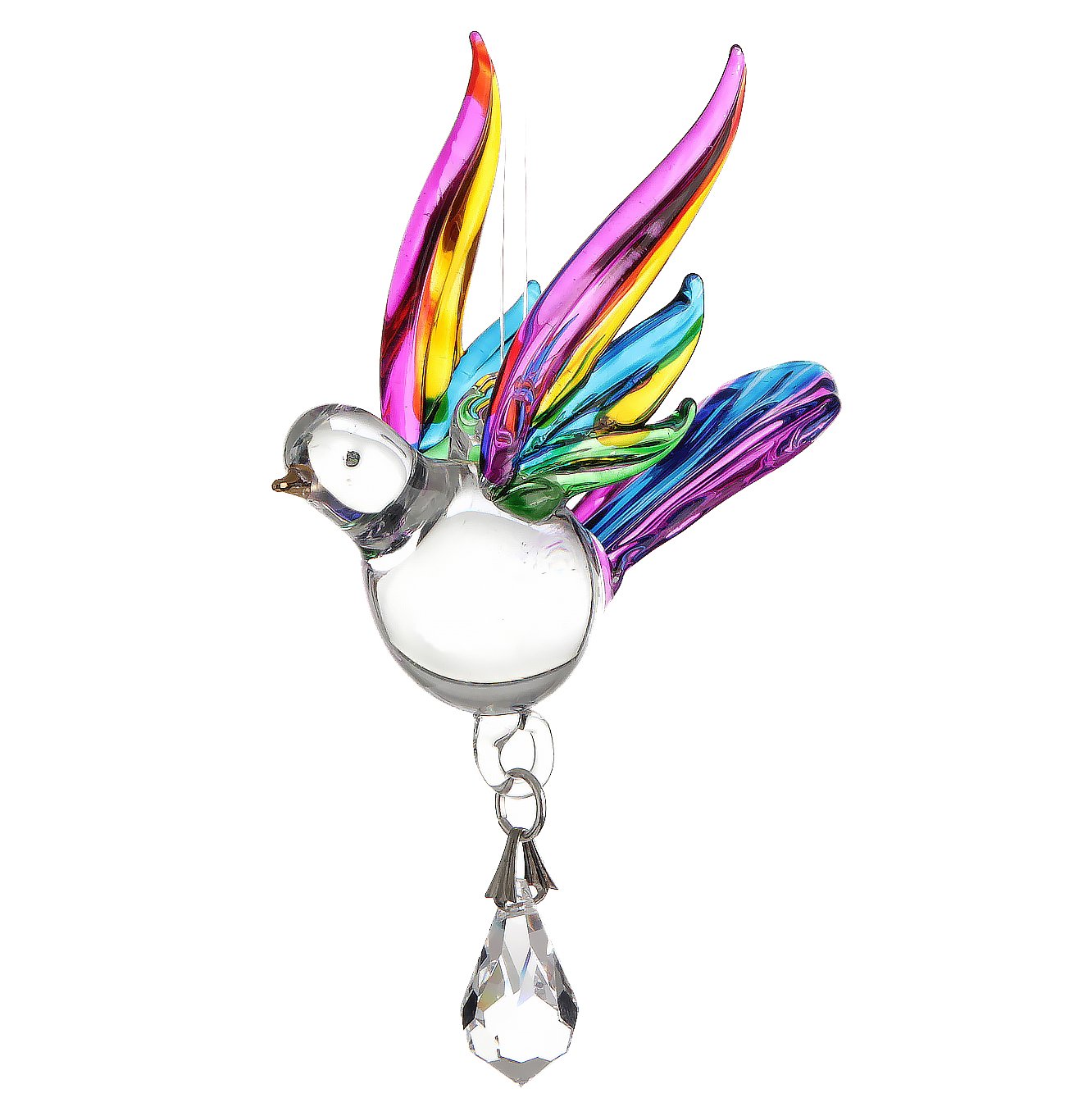 Fantasy Glass Songbird Tropical Swarovski Crystal Suncatcher