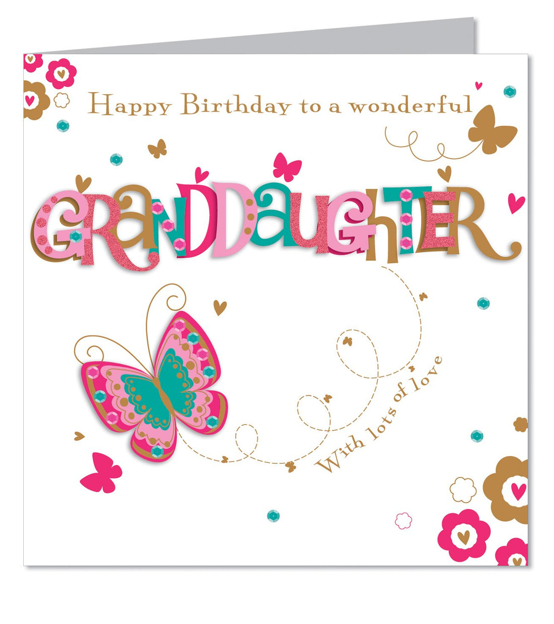 Wonderful Granddaughter 3D Butterfly Large Luxury Handmade Birthday Card