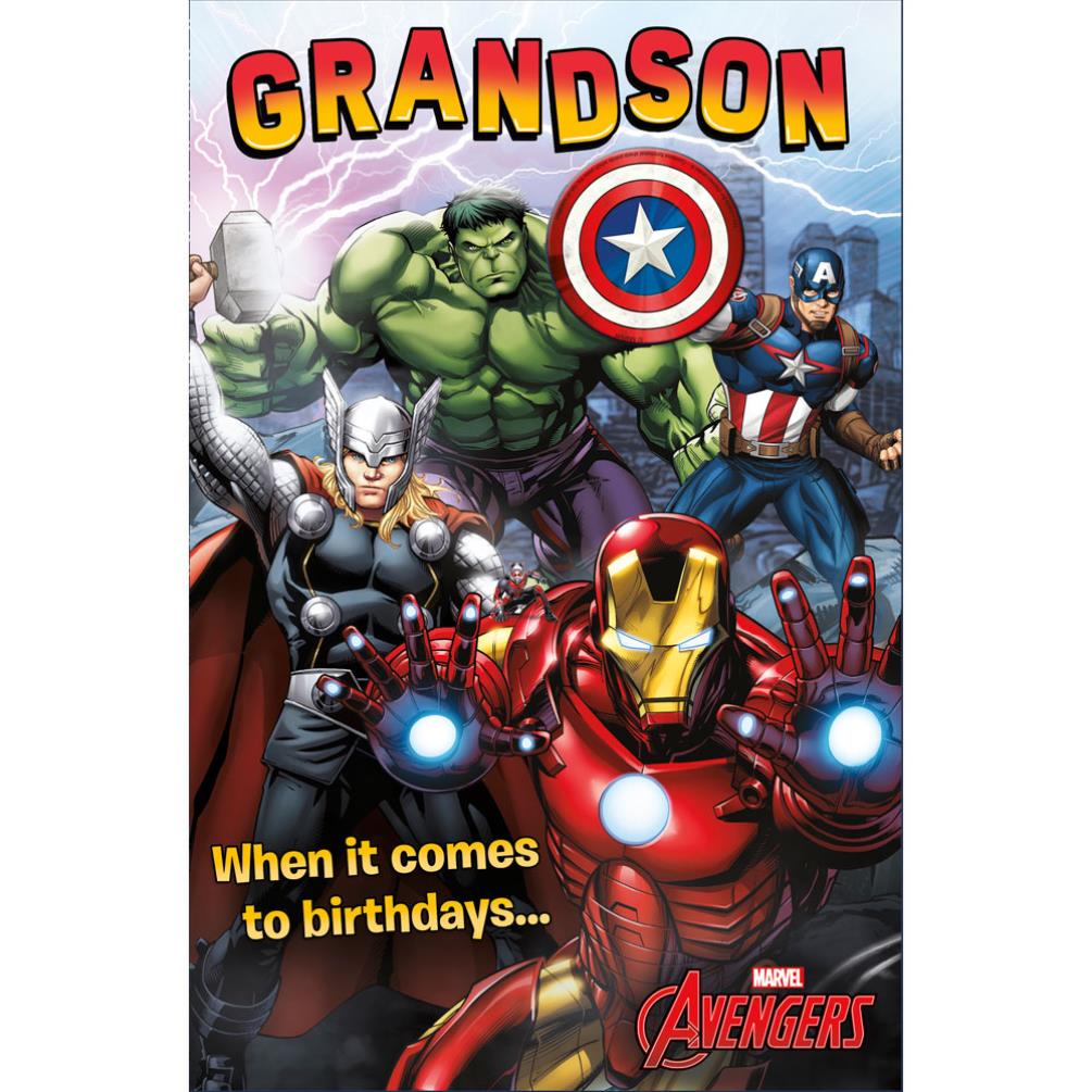 Grandson Marvel Avengers Birthday Card