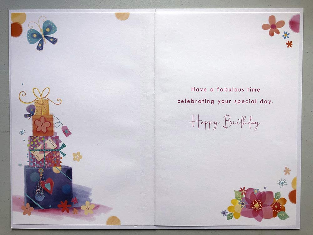 Great Granddaughter You're 18 Today Floral Presents Design Blue Foil Greeting Card