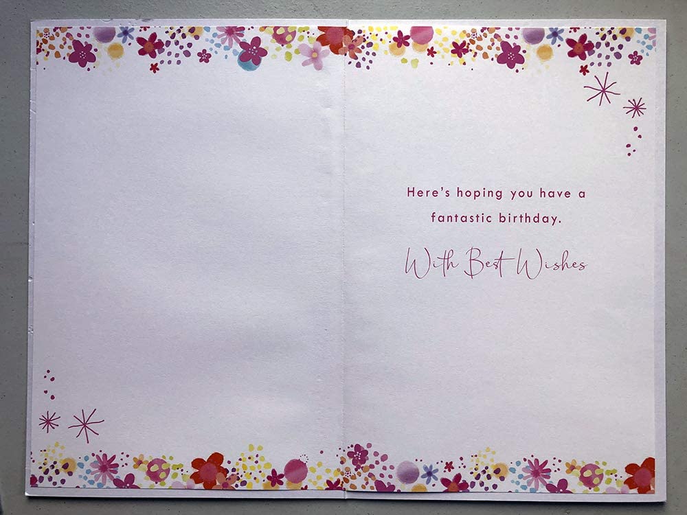 Great Granddaughter You're 21 Today Beautiful Floral Dress Silver Foil Greeting Card