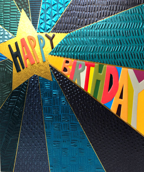 Happy Birthday Star Blank Greeting Card- Emboss & Foil - Hunky Dory by Paper Salad (HD2009)