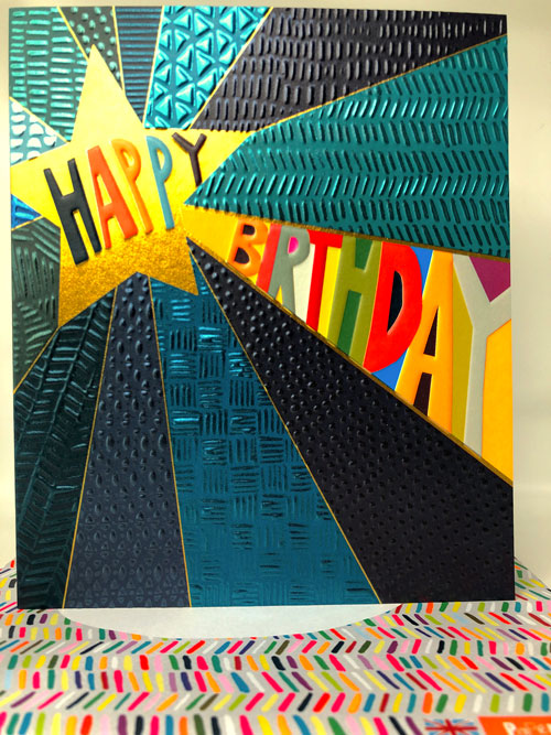 Happy Birthday Star Blank Greeting Card- Emboss & Foil - Hunky Dory by Paper Salad (HD2009)