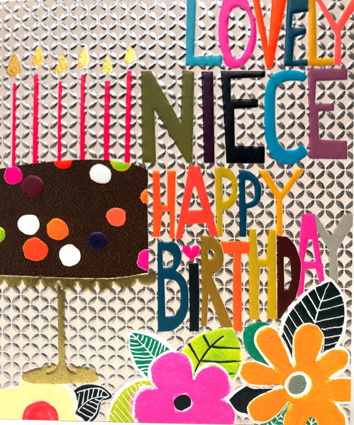 Lovely Niece Happy Birthday Blank Greeting Card- Emboss & Foil - Hunky Dory by Paper Salad (HD2017)