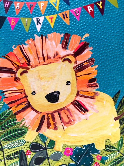 Happy Birthday Lion - Fun Colourful Neon Children's Blank Greeting Card - Emboss & Foil - Hoopla by Paper Salad (HL1922)