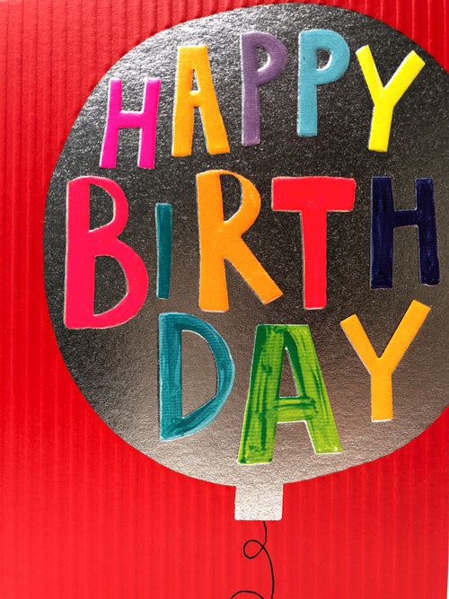 Happy Birthday Balloon - Fun Colourful Neon Children's Blank Greeting Card - Emboss & Foil - Hoopla by Paper Salad (HL1924)