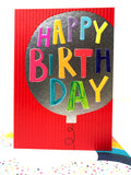 Happy Birthday Balloon - Fun Colourful Neon Children's Blank Greeting Card - Emboss & Foil - Hoopla by Paper Salad (HL1924)