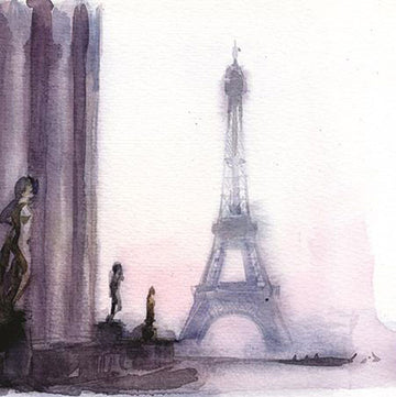 Galleria Watercolour Art Blank Greeting Card Eiffel Tower, Paris