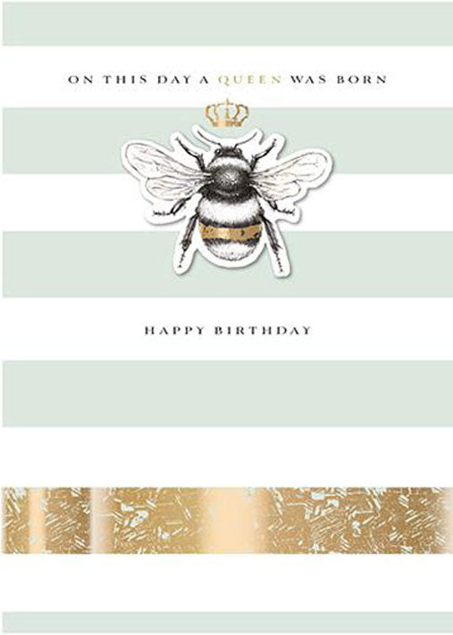 3D Queen Bee Birthday Greeting Card with Foil Finish (II1127) Humbug