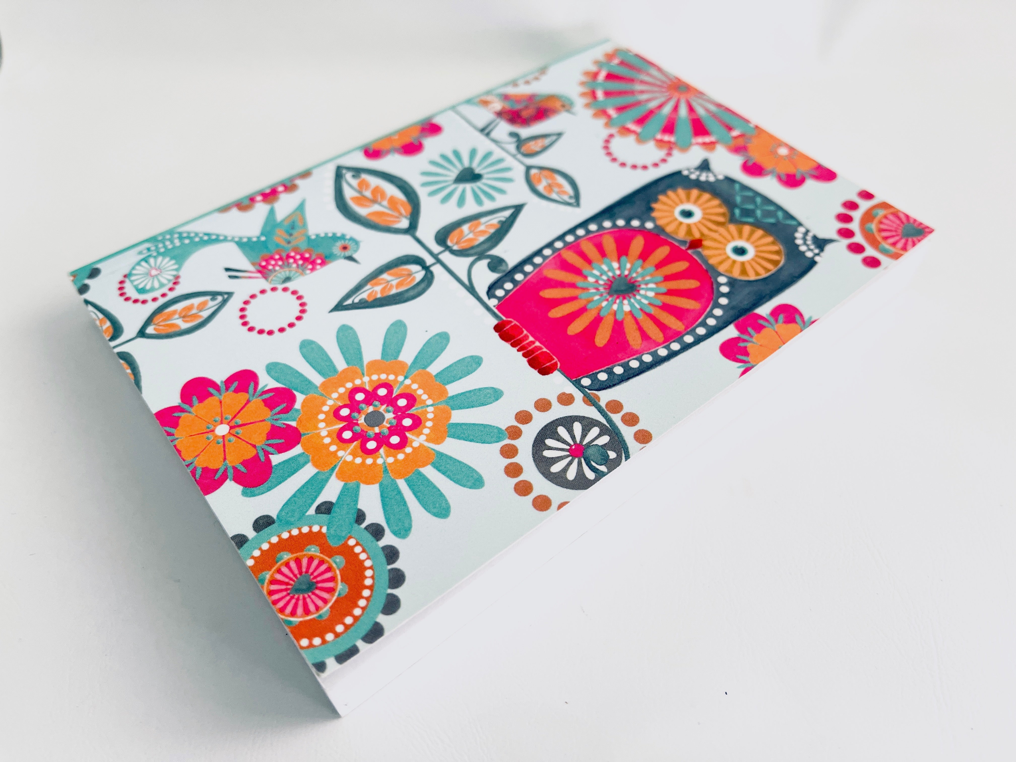 Notebook with 100 plain blank pages - Artistic Birds Owl and Birds