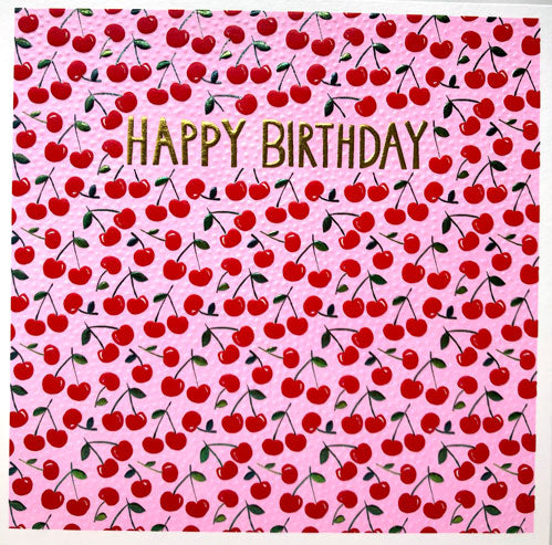 Cherries Happy Birthday Blank Greeting Card- Emboss & Foil - Jumbo Jamboree by Paper Salad (JJ1875)