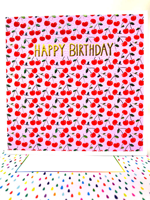 Cherries Happy Birthday Blank Greeting Card- Emboss & Foil - Jumbo Jamboree by Paper Salad (JJ1875)