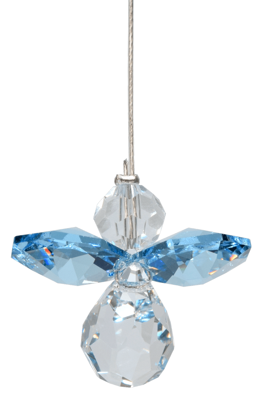 Aquamarine March Birthday Crystal Guardian Angel Hanging Charm Birthstone