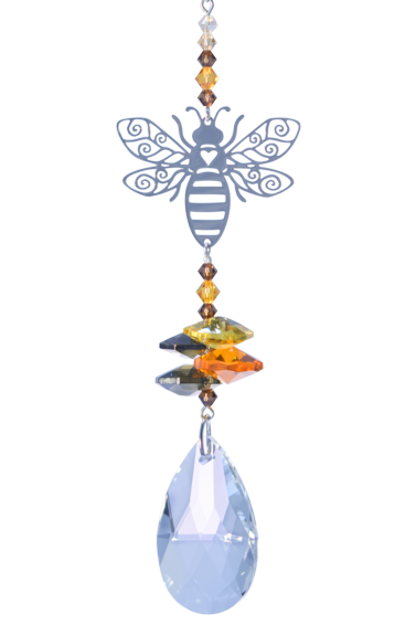 Crystal Bee With Luxury Crystal 38mm Almond Hanging Charm Sun-catcher Crystal Cascade Mobile