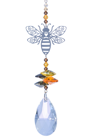 Crystal Bee With Luxury Crystal 38mm Almond Hanging Charm Sun-catcher Crystal Cascade Mobile