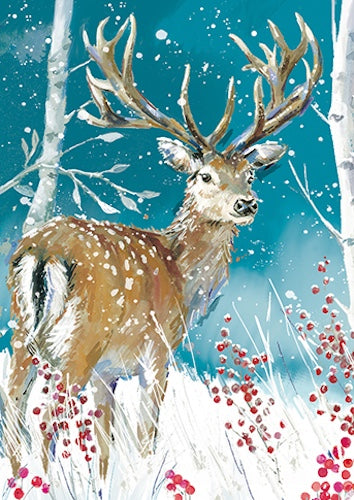 WINTER WILDLIFE Premium Box of 24 Assorted Christmas Cards - 3 Each of 8 Designs - Great British Card Company