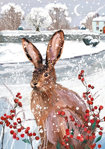 WINTER WILDLIFE Premium Box of 24 Assorted Christmas Cards - 3 Each of 8 Designs - Great British Card Company