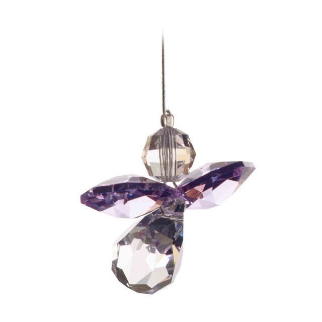 June Birthstone Light Amethyst Crystal Guardian Angel Hanging Charm with Organza Bag