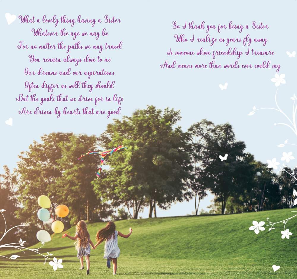 With Love Sister on Your Birthday Card with Colour Insert & Lovely Verse - Warm Beautiful Words by Cardigan Cards