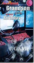 Special Grandson on Your Birthday Greeting Card with Colour Insert & Lovely Verse - Cool Video Game Gamer - Loving Words by Cardigan Cards