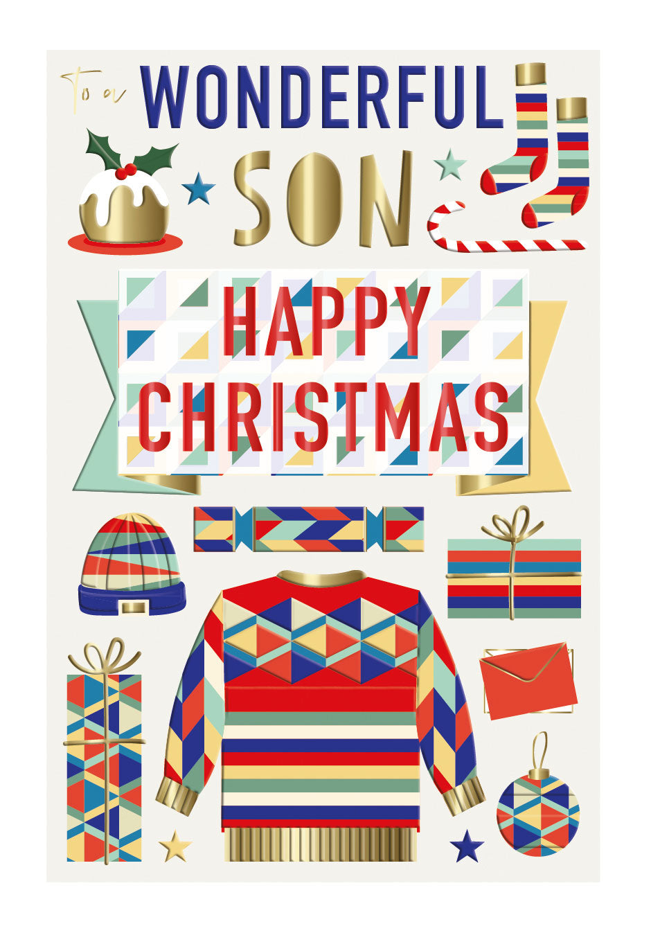 Wonderful Son Happy Christmas & New Year Luxury Handmade 3D Greeting Card By Talking Pictures