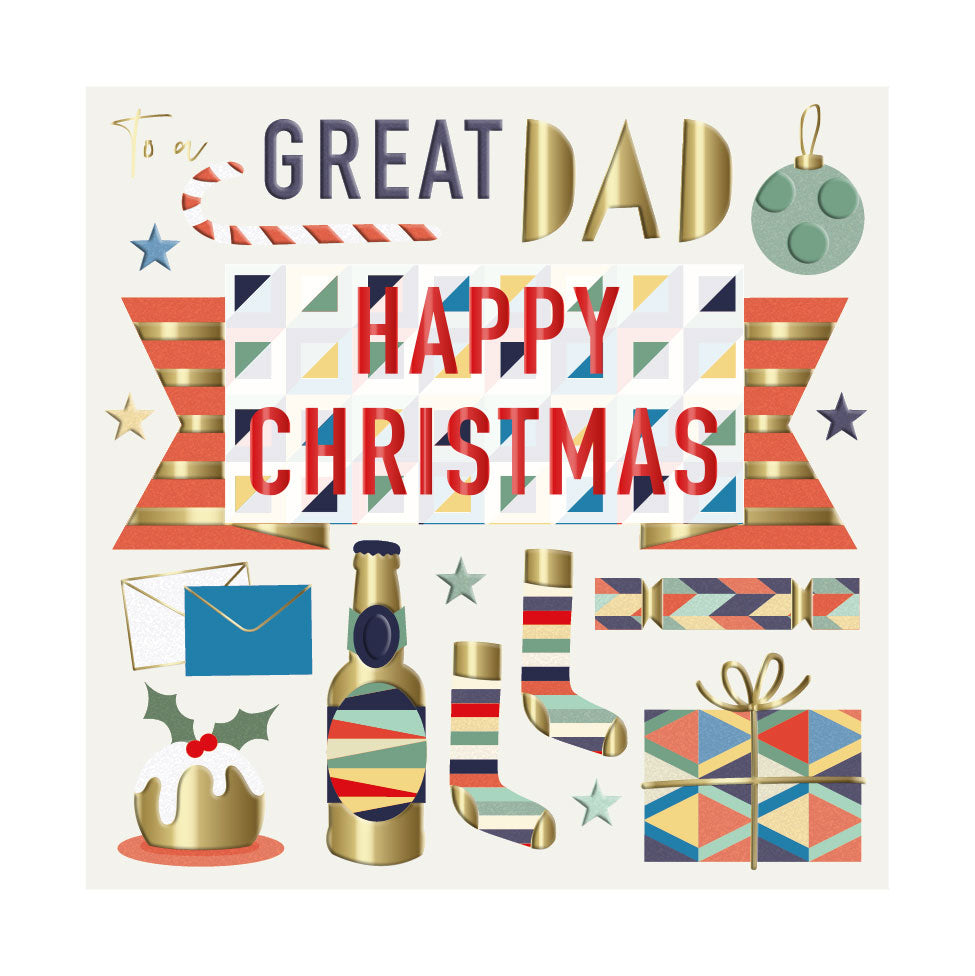 Great Dad Happy Christmas Luxury Handmade 3D Greeting Card By Talking Pictures