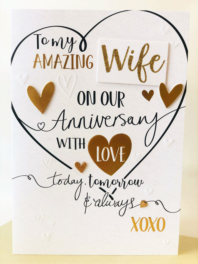 Amazing Wife On Our Anniversary With Love Luxury Handmade Card by Talking Pictures