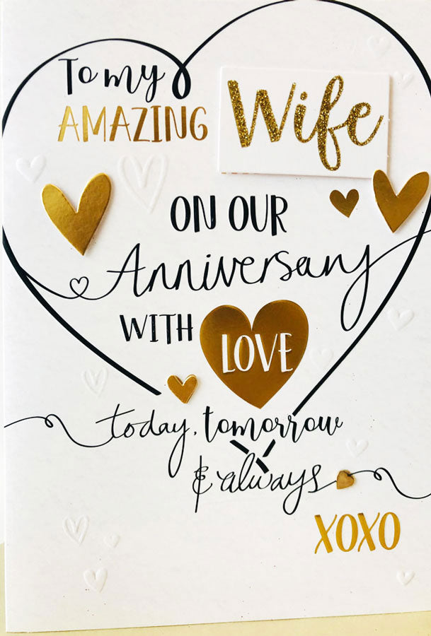 Amazing Wife On Our Anniversary With Love Luxury Handmade Card by Talking Pictures