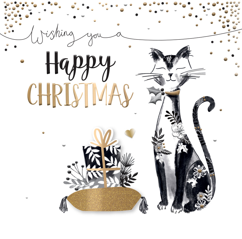 Happy Christmas Cat Luxury Handmade 3D Greeting Card By Talking Pictures