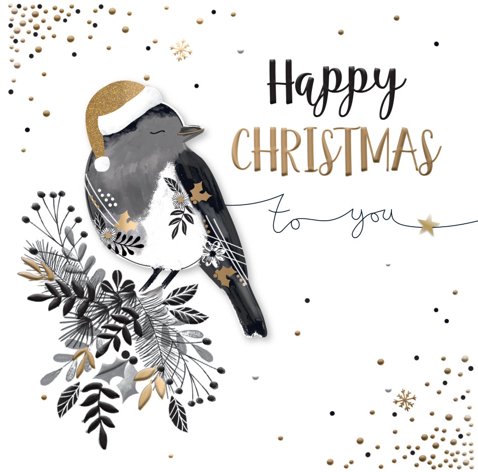 Happy Christmas Robin Luxury Handmade 3D Greeting Card By Talking Pictures