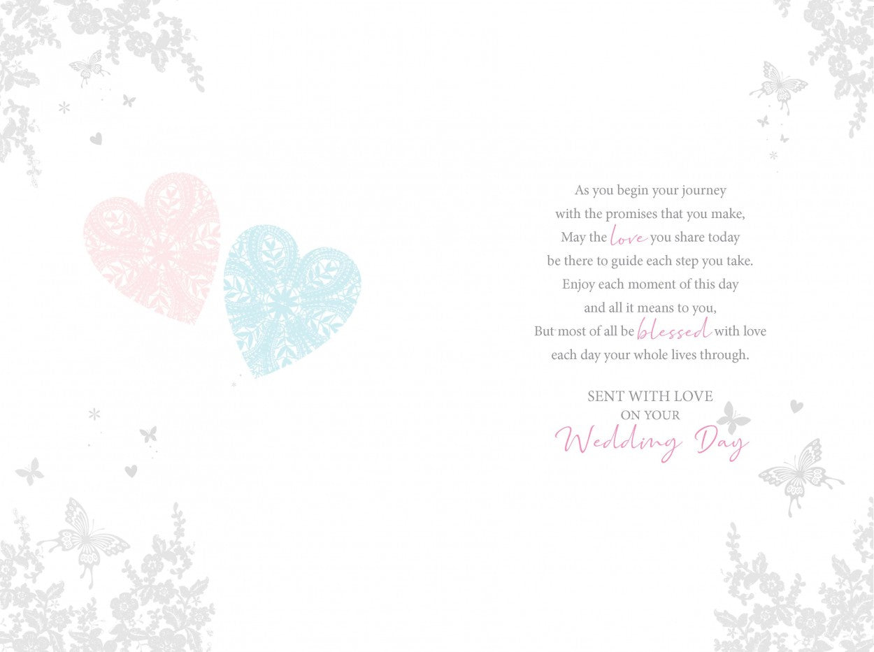 Daughter and Husband Wedding Day Congratulations Card - Bride & Groom - Foil & Flitter Finish by Cherry Orchard