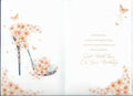 Loved Wife Birthday Greeting Card (ML443) - Female Peach Flowers Stiletto Heel - Glitter Finish - from Cherry Orchard