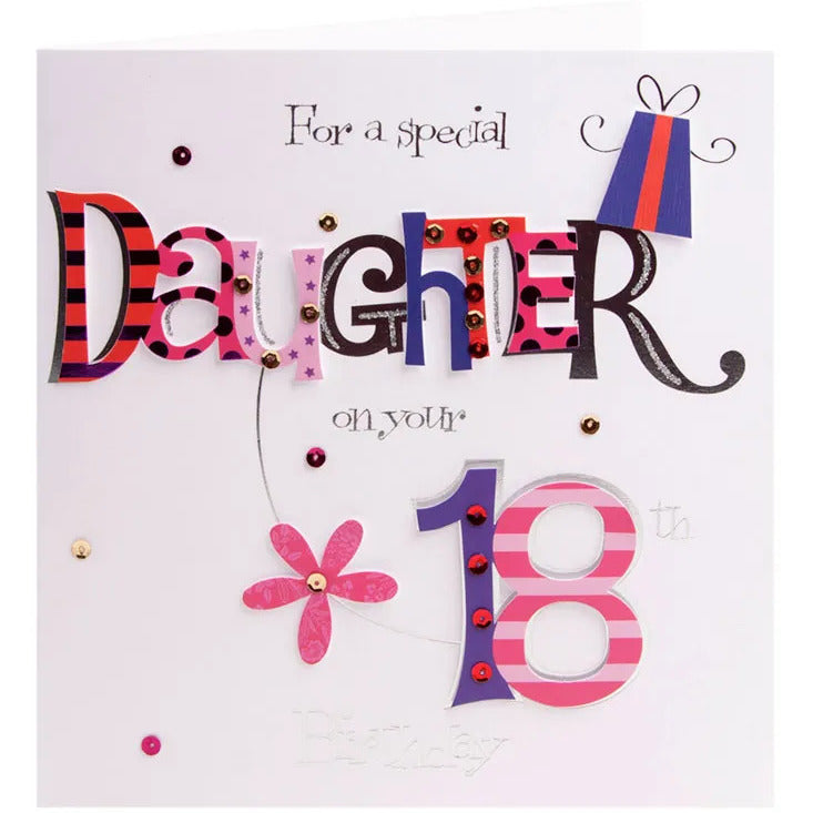 For a Special Daughter 18th Birthday Large Luxury 3D Handmade Card by Talking Pictures