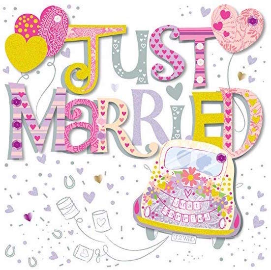 Just Married Luxury 3D Handmade Wedding Card By Talking Pictures