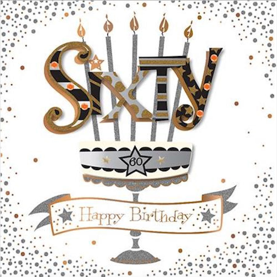 SIXTY Cake Luxury Handmade 60th Birthday Card by Talking Pictures