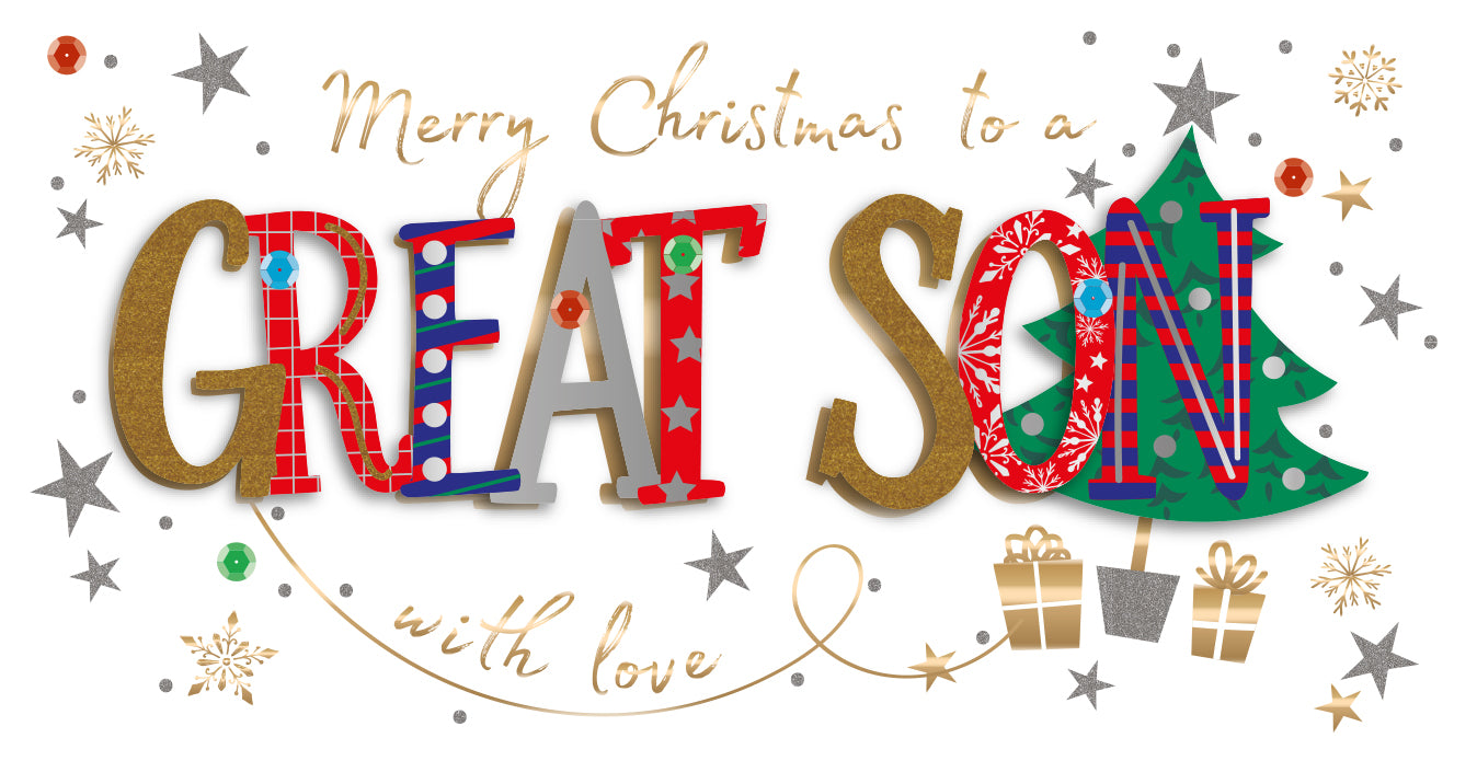 Merry Christmas to a Great son with Love Luxury Handmade 3D Greeting Card By Talking Pictures