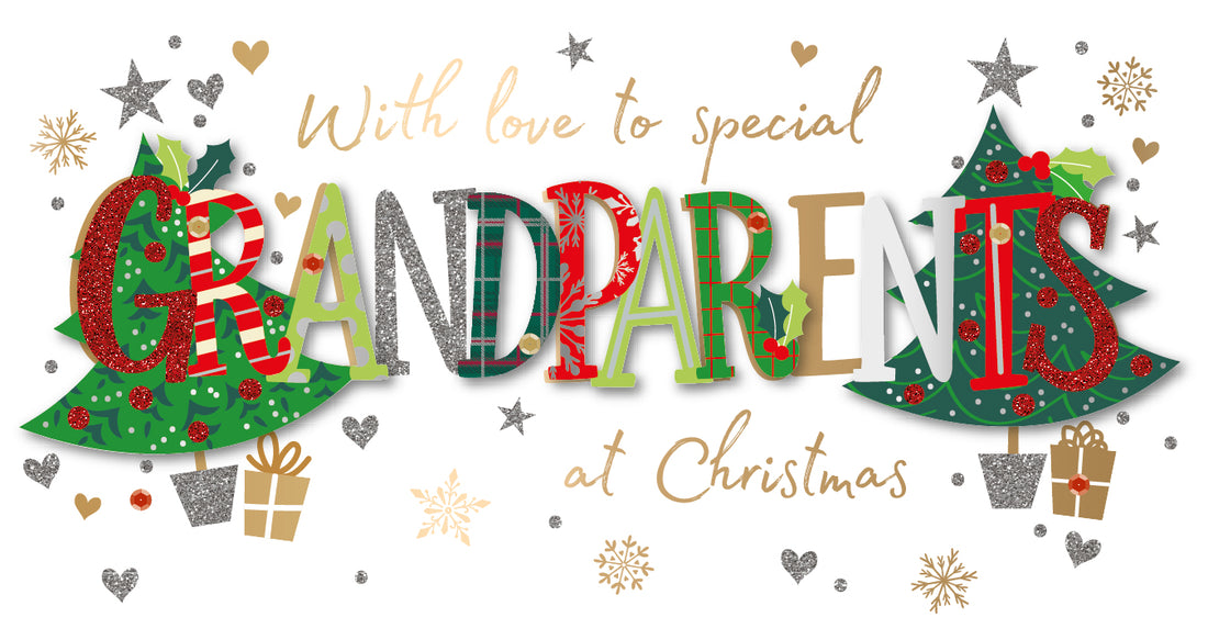 Special Grandparents at Christmas Luxury Handmade 3D Greeting Card By Talking Pictures