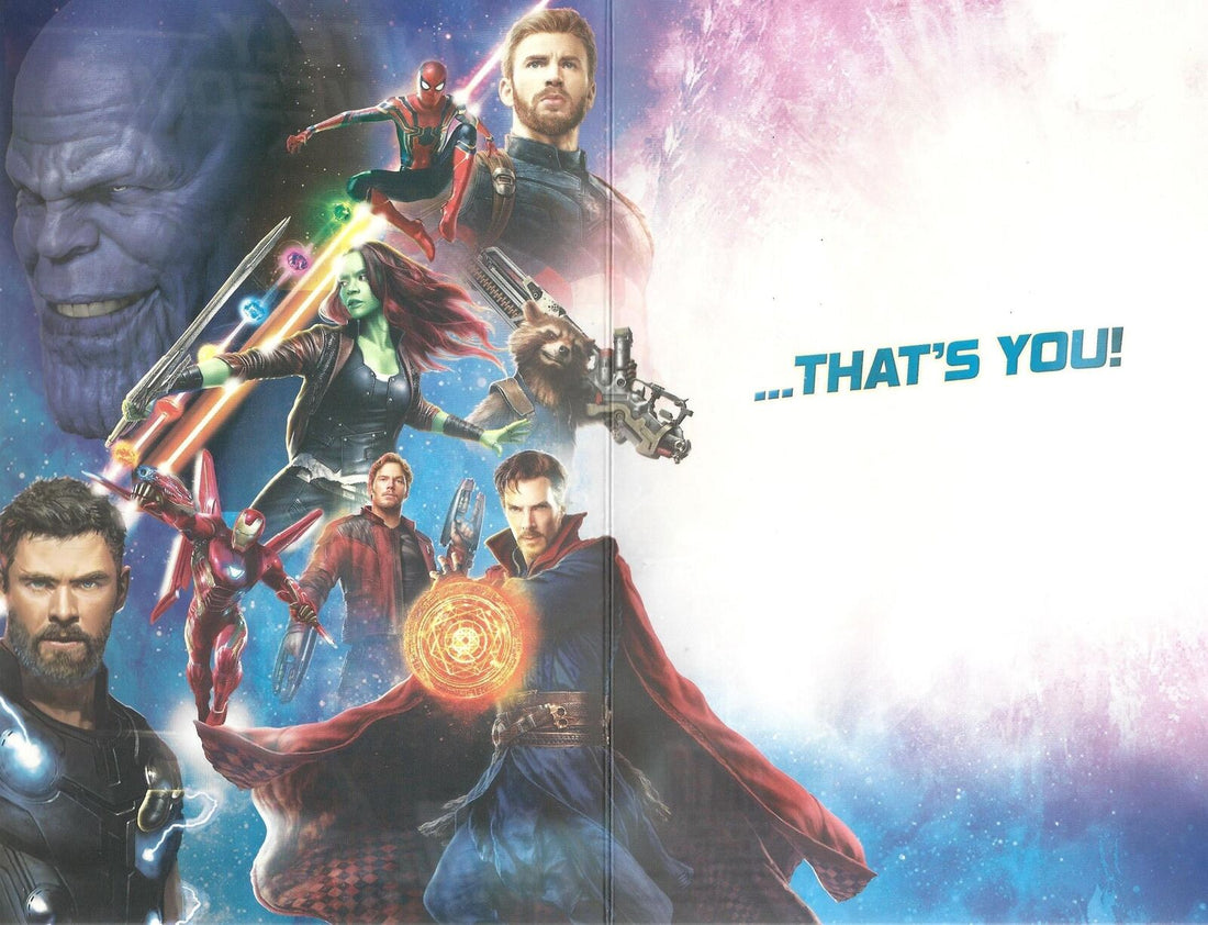 Marvel Avengers Infinity War blank Greeting Card Infinitely Awesome...Thats You