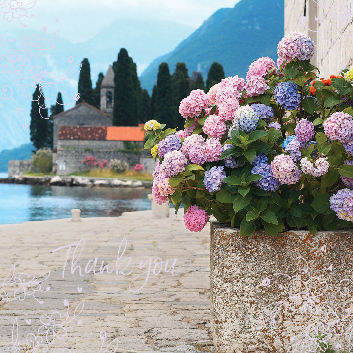 Hydrangea Flowers By The Bay Thank You Notecards Luxury Foil finish Pack of 5 Cards and Envelopes