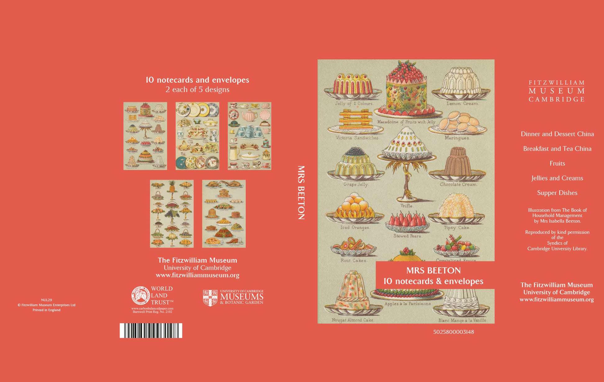 Mrs Beeton Blank Notecard Pack by Fitzwilliam Museum (2 each of 5 designs)