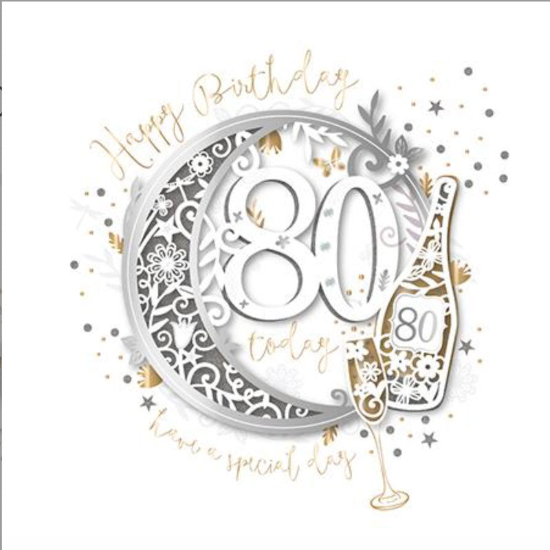 Paper Cut Luxury Handmade 3D Unisex 80th Birthday Card By Talking Pictures 