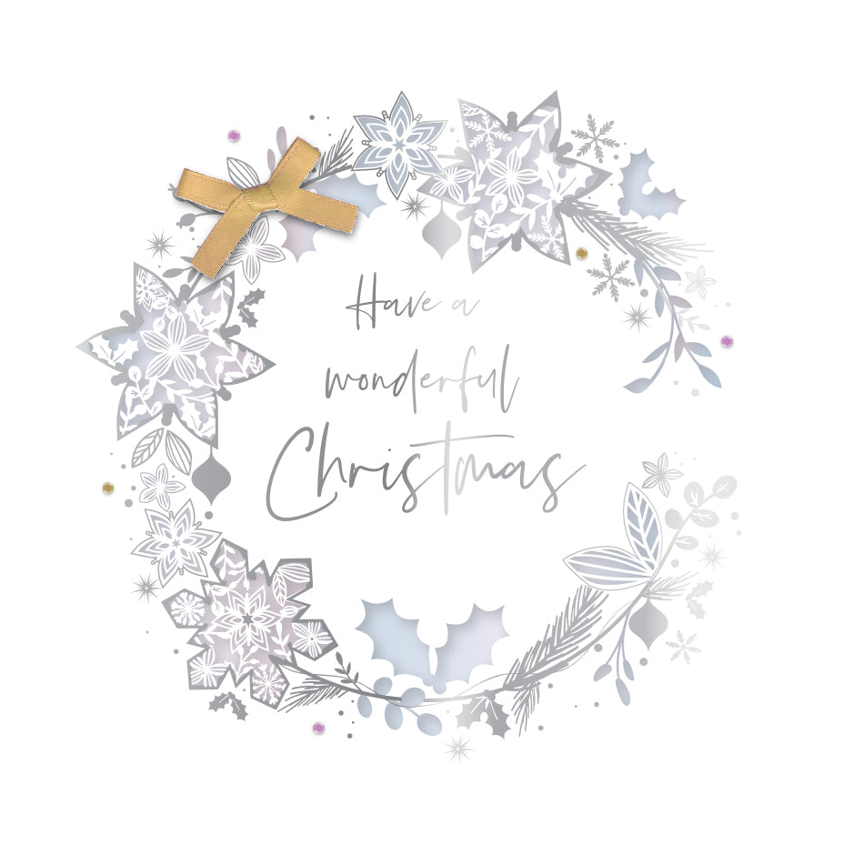 Wonderful Christmas Laser Cut Wreath Luxury Handmade 3D Greeting Card By Talking Pictures