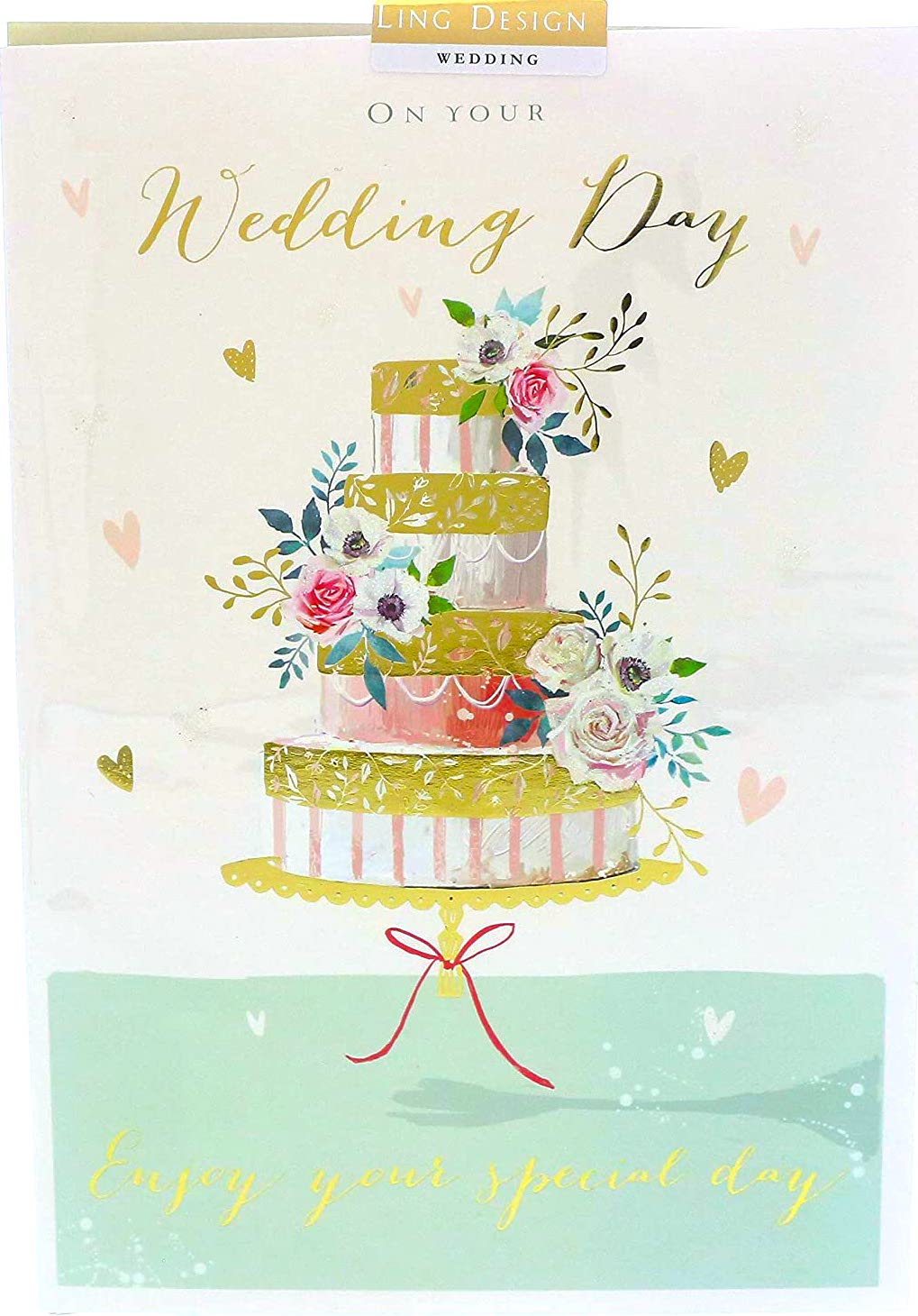 On Your Wedding Day Greeting Card Cake with Foil Finish (PW239