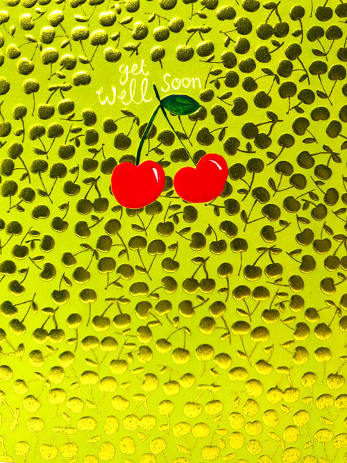 Get Well Soon Cherries Blank Greeting Card - Emboss & Foil - Pixie by Paper Salad (PX1910)