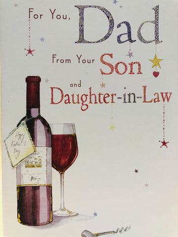 For you Dad From Your Son and Daughter-in-Law Happy Father's Day Greeting Card Red Wine (533265)