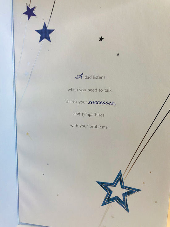 What is a Dad Happy Father's Day Greeting Card with 3D Star and Foil Finish and Full colour Insert beautiful Verse (533991)