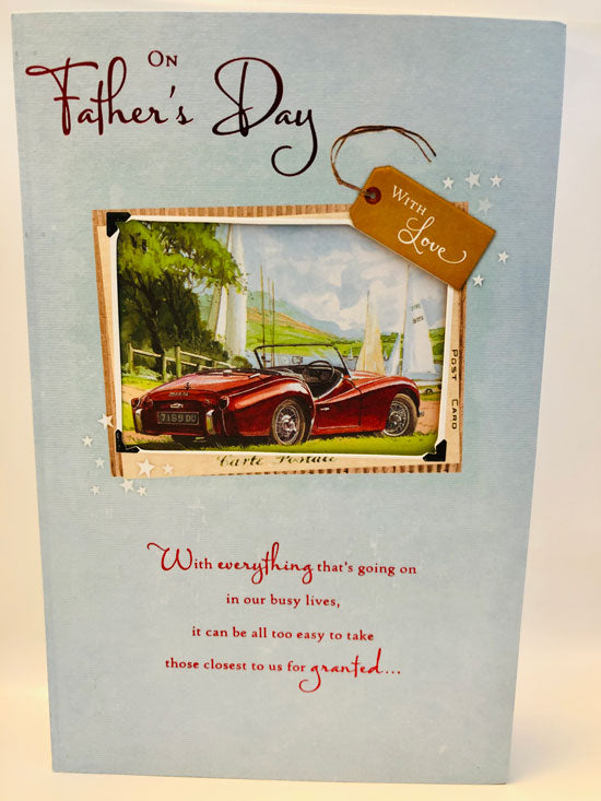 Sports Car and Sailboats Father's Day Greeting Card with Verse Insert