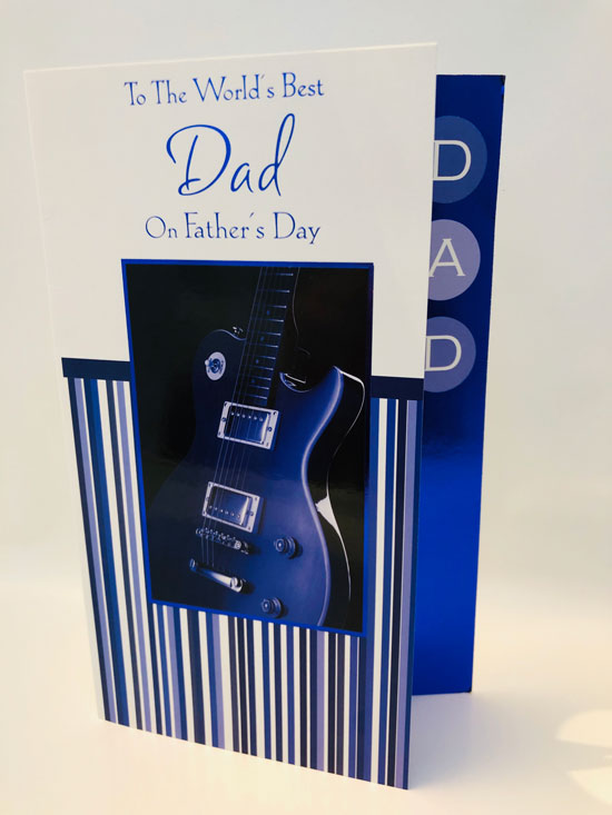 Worlds Best Dad Electric Guitar Father's Day Greeting Card (FF003)