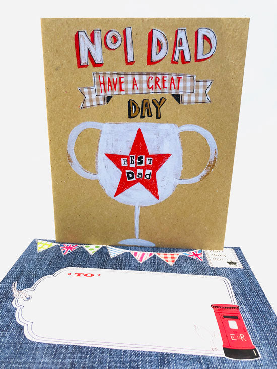 No1 Best Dad Trophy Fathers Day Greeting Card (FD02)