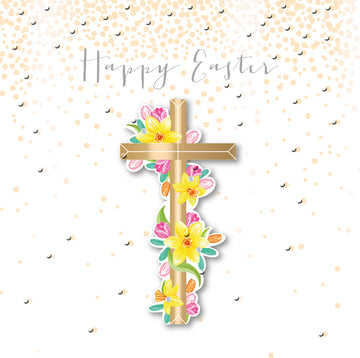 Cross & Flowers Happy Easter Luxury Handmade 3D Card By Talking Pictures